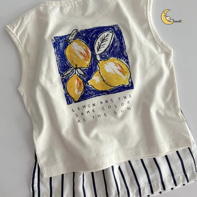 تاپ و شلوارک نخی دخترانه و پسرانه طرح راه راه تابستانی سایز 2 تا 6 سال (2)