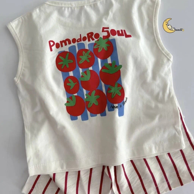 تاپ و شلوارک نخی دخترانه و پسرانه طرح راه راه تابستانی سایز 2 تا 6 سال (2)