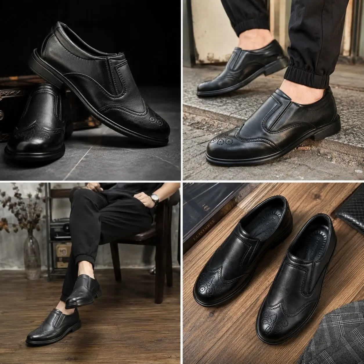 کفش مردانه رسمی هشترک کشی چرم راحتی روزمره با طراحی کلاسیک مجلسی (2)