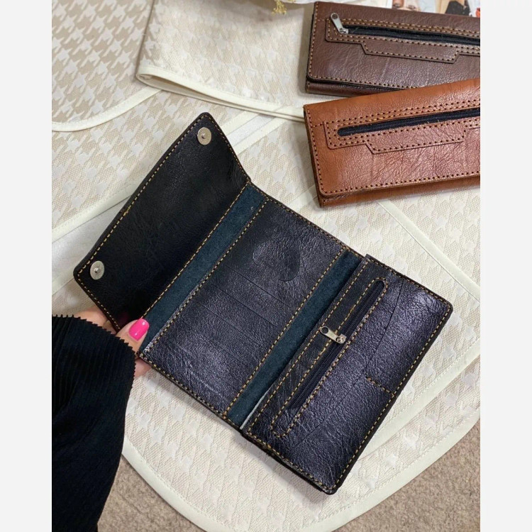 کیف پول و موبایل چرم سه لت مدل عطارد دست دوز با چرم خارجی درجه یک (2)