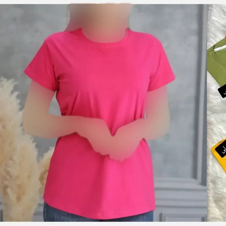 تیشرت زنانه نخ پنبه ساده یقه گرد قواره متوسط مناسب سایز 36 تا 46 (2)