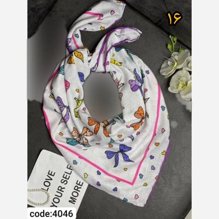 روسری دخترانه سوپرنخ فانتزی دست دوز قواره 100 (2)