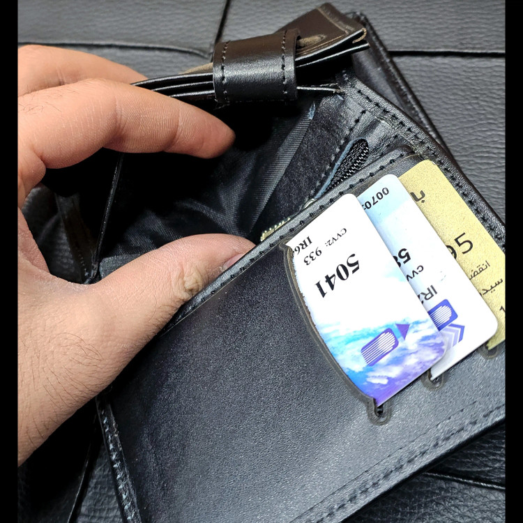 کیف پول جیبی چرم طبیعی گاوی دوخت تمیز با جای اسکناس و جاکارتی (2)