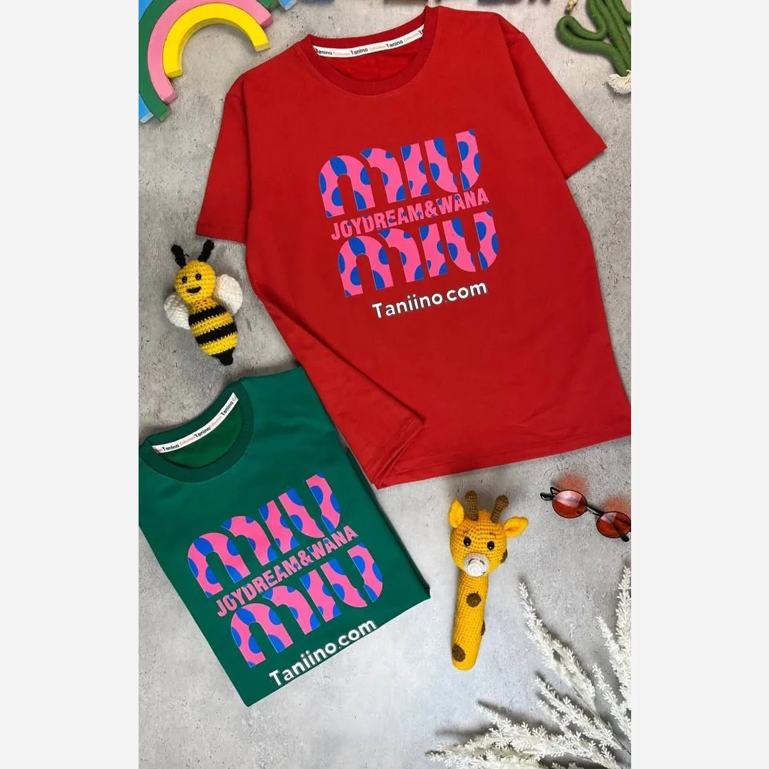 تیشرت تک راحتی دخترانه پنبه مدل miu miu (2)