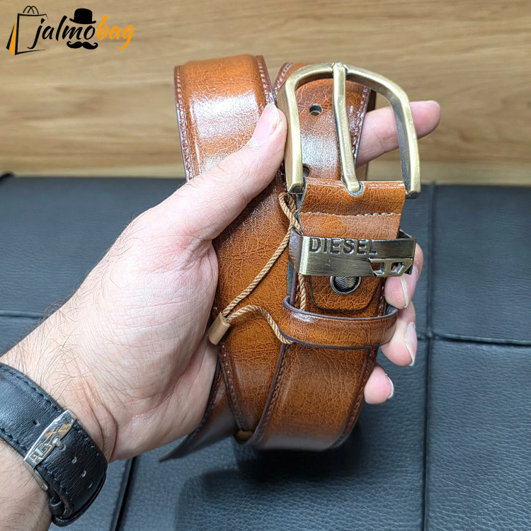 کمربند چرم صنعتی زبانه دار 4 سانت طول 125 سانتی متر سگک خارجی (2)