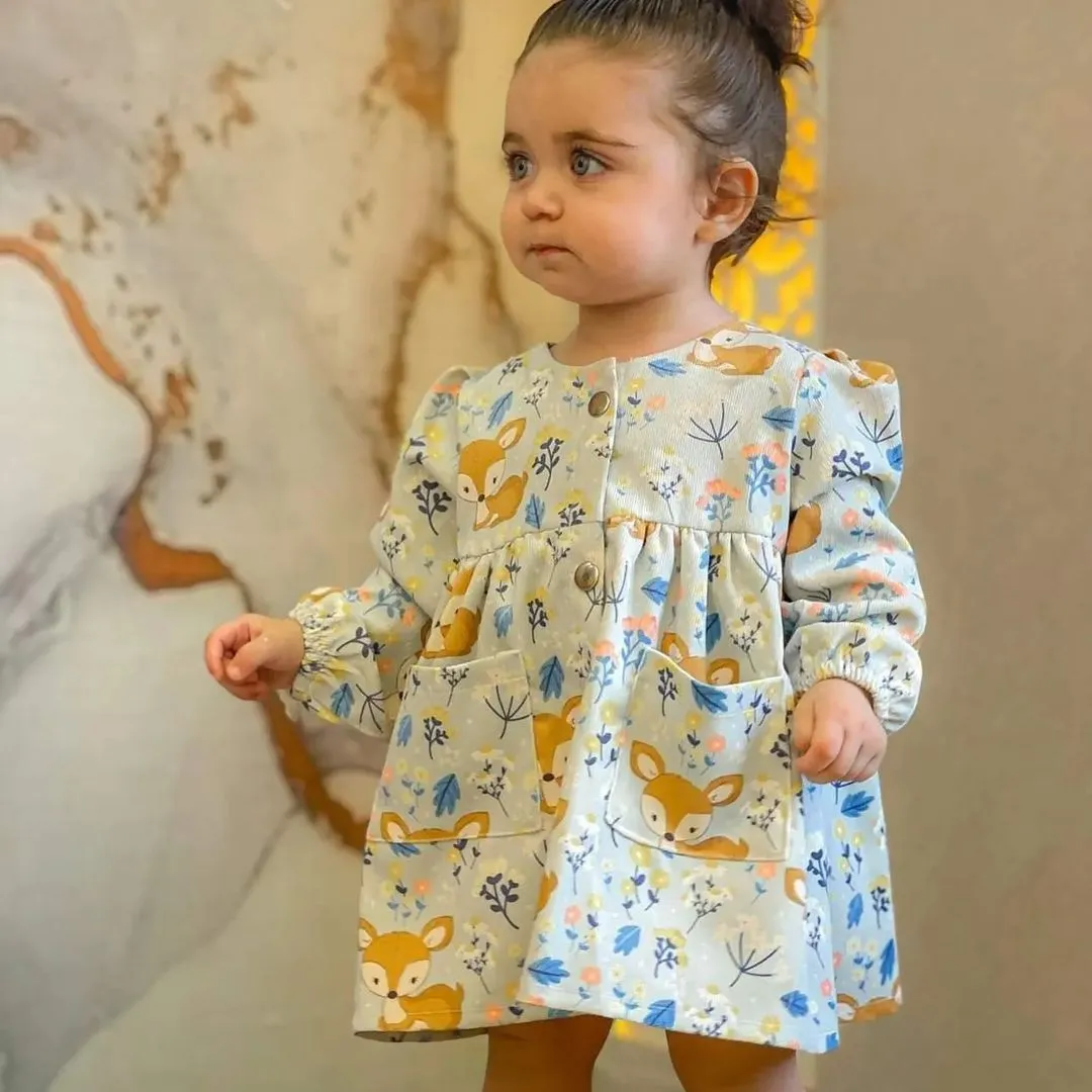 سارافون دخترانه کبریتی طرح آهو بهاره سایز 3 (4 تا 6 سال) (2)