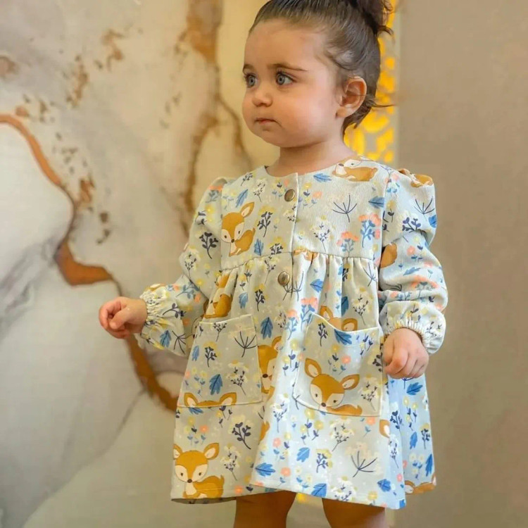 سارافون دخترانه کبریتی طرح آهو بهاره سایز 3 (4 تا 6 سال) (2)