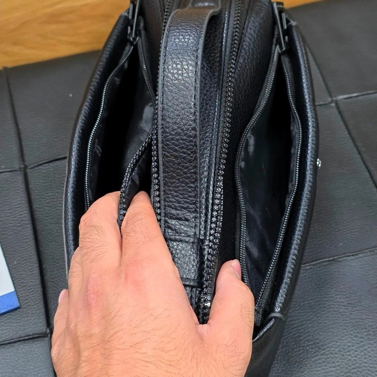 کیف دستی دوحالته چرم وارداتی مونت بلانک مدل دبل فیس 4 زیپ (2)