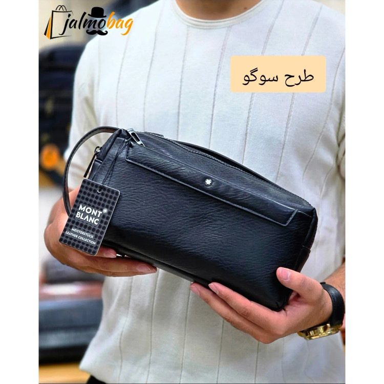 کیف دستی دوحالته چرم وارداتی مونت بلانک مدل دبل فیس 4 زیپ (2)