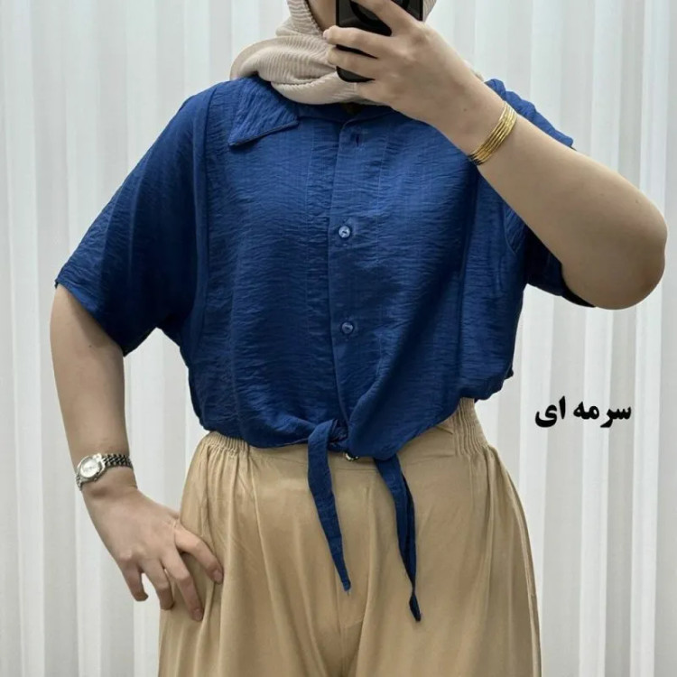 شومیز گره ای بابوس فری سایز رنگ ثابت کیمونو (2)