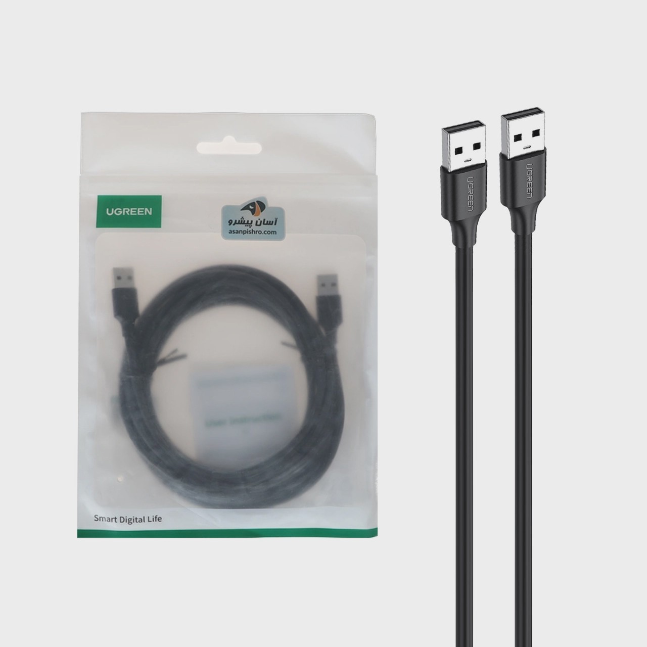 کابل سه متری UGREEN USB2.0 مدل US102 - مشکی(30136)
