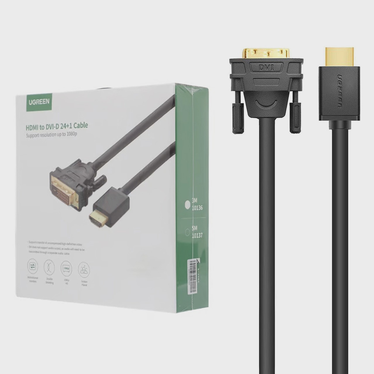 کابل 3 متری UGREEN HDMI To DVI-D 24 1 مدل 10136 - مشکی(10136)
