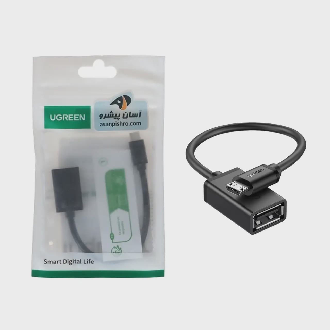 تبدیل UGREEN MicroUSB To USB Female مدل US133 - مشکی(10396)