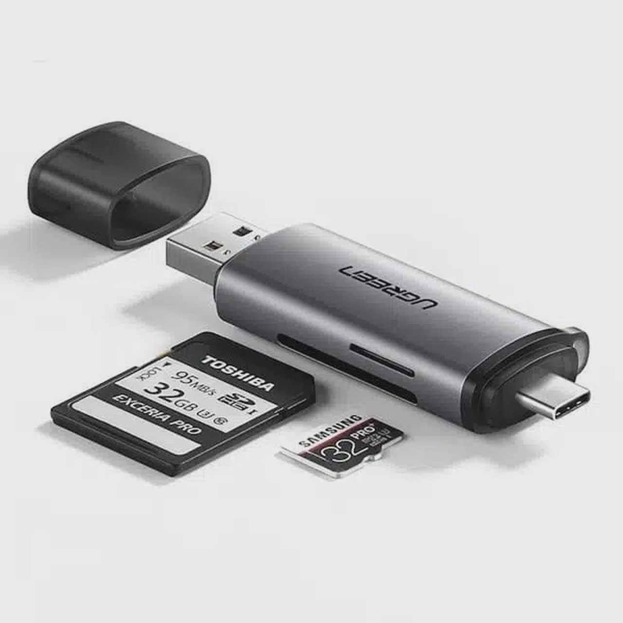 رم ریدر UGREEN Type-C USB3.0 مدل CM185 - مشکی (گارانتی 18 ماهه آسان پیشرو)(50706)