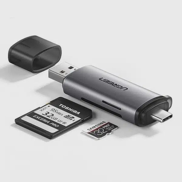 رم ریدر UGREEN Type-C USB3.0 مدل CM185 - مشکی (گارانتی 18 ماهه آسان پیشرو)(50706)
