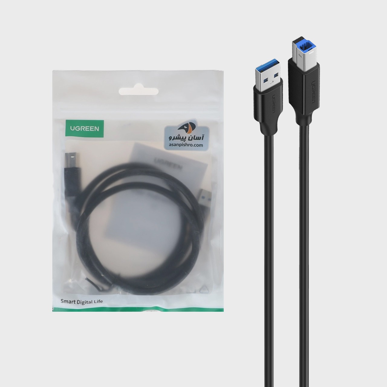 کابل یک متری پرینتر UGREEN USB3.0 مدل US210 - مشکی(30753)