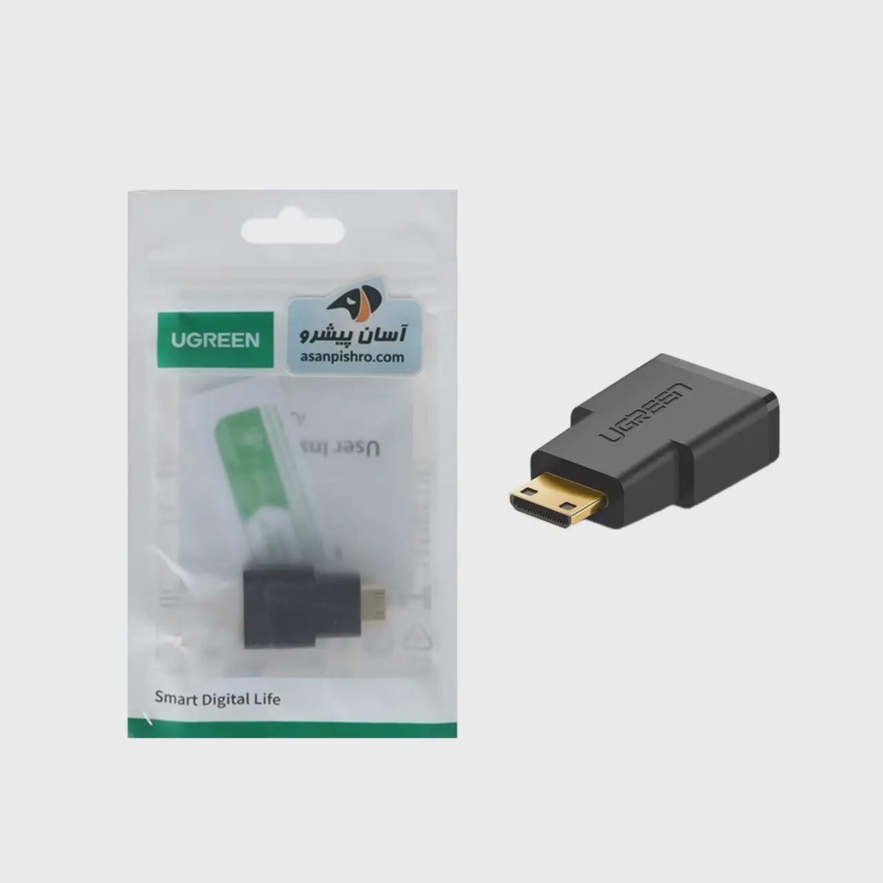 تبدیل UGREEN Mini HDMI To Male To HDMI Female - مشکی (گارانتی 18 ماهه آسان پیشرو)(20101)