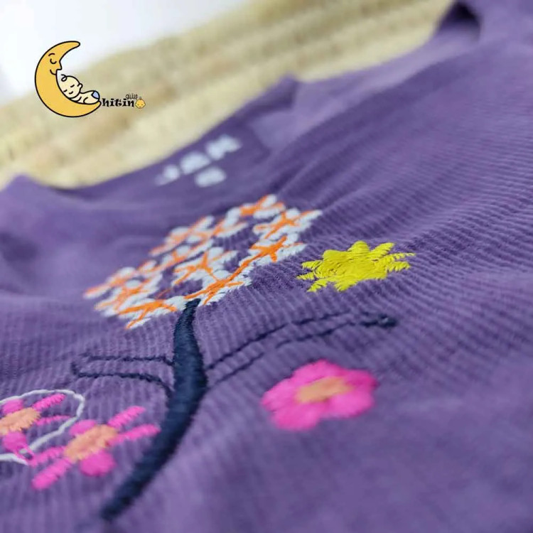 سارافون دخترانه مخمل کبریتی گلدوزی مناسب 1 تا 4 سال (2)