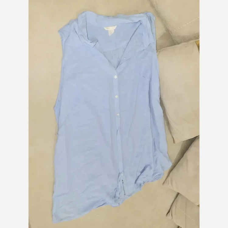 سارافون زنانه نخی آستین حلقه ای قواره آزاد رنگ آبی ملایم سایز 40 تا 50 (2)