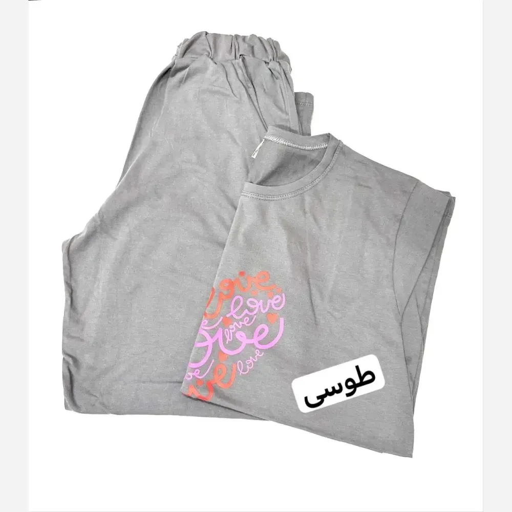 ست تیشرت و شلوار زنانه نخ پنبه قواره آزاد (2)