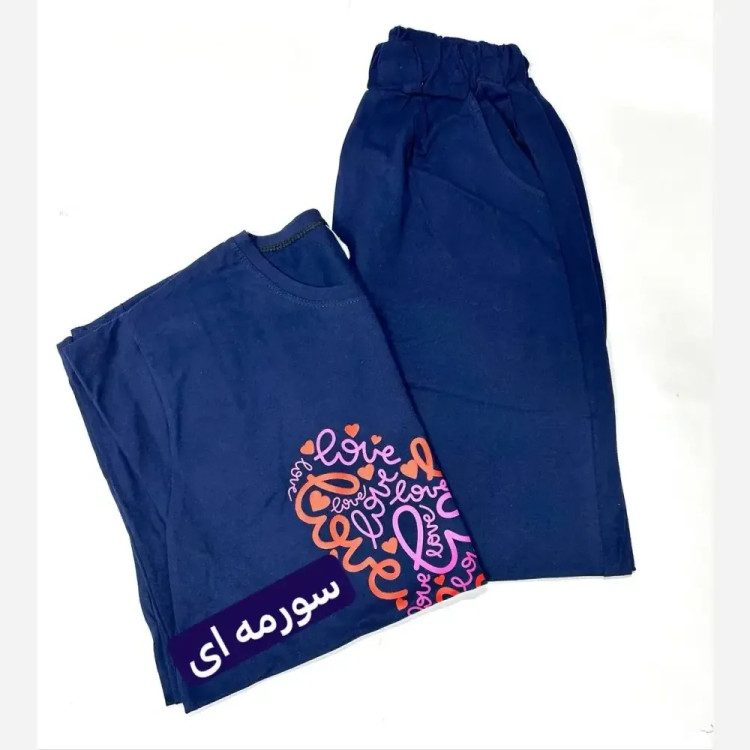 ست تیشرت و شلوار زنانه نخ پنبه قواره آزاد (2)