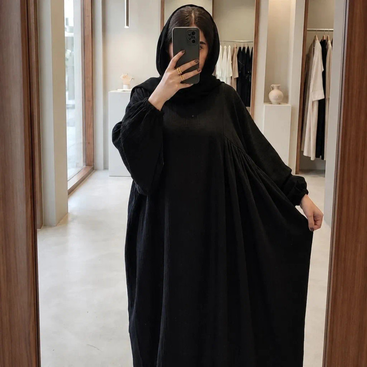 عبا زنانه مدل جمانه جنس شانتون صوفیا فری سایز (2)