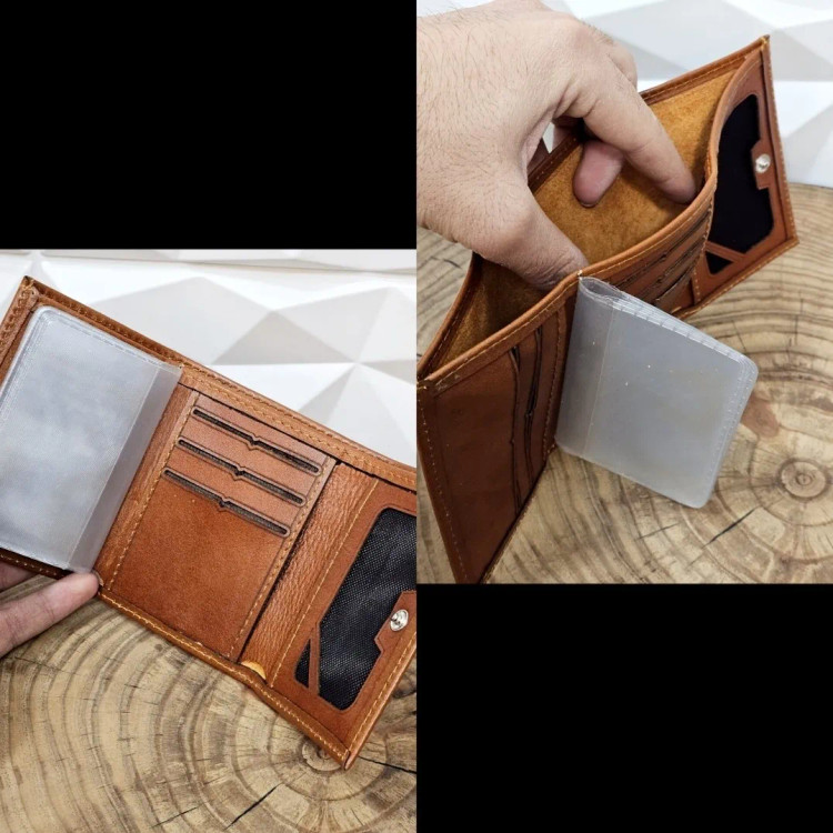 کیف پول جیبی و جاکارتی چرم طبیعی اصل مردانه کوچک (2)