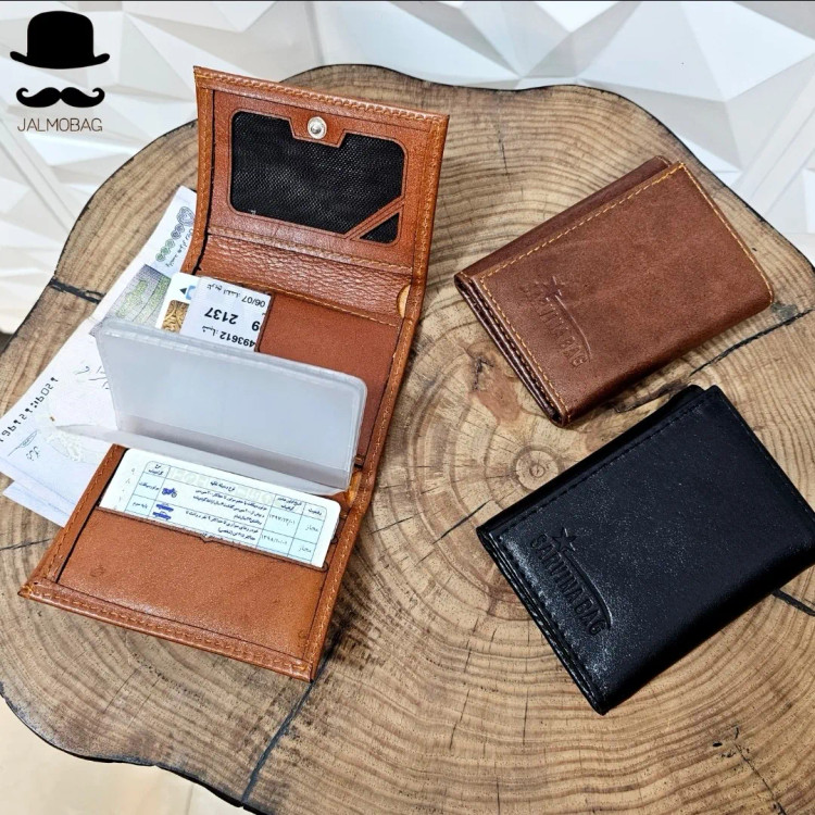 کیف پول جیبی و جاکارتی چرم طبیعی اصل مردانه کوچک (2)