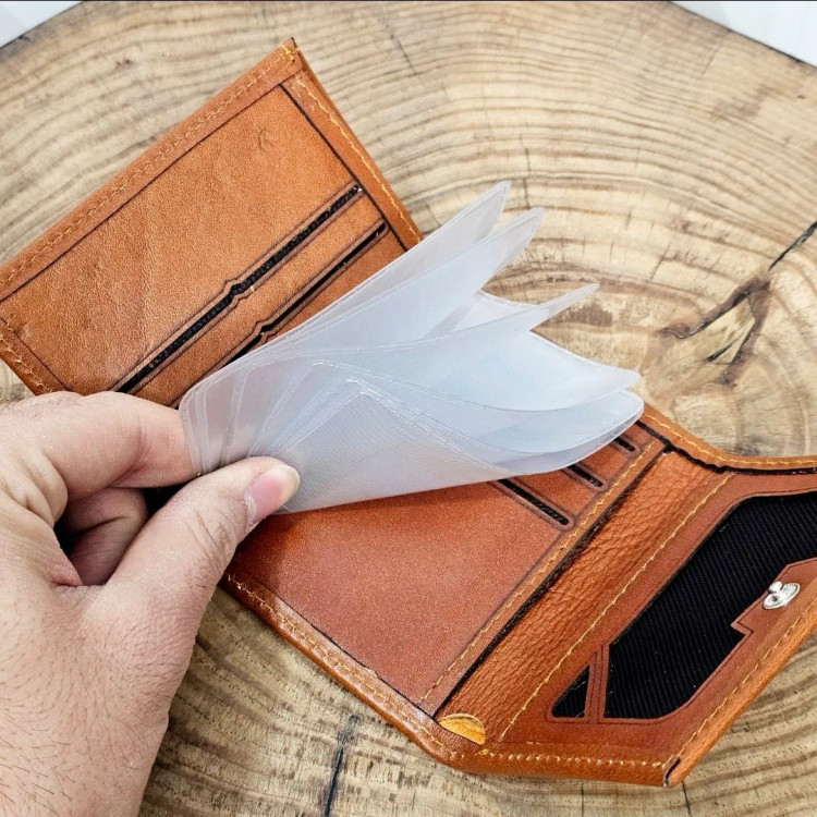 کیف پول جیبی و جاکارتی چرم طبیعی اصل مردانه کوچک (2)