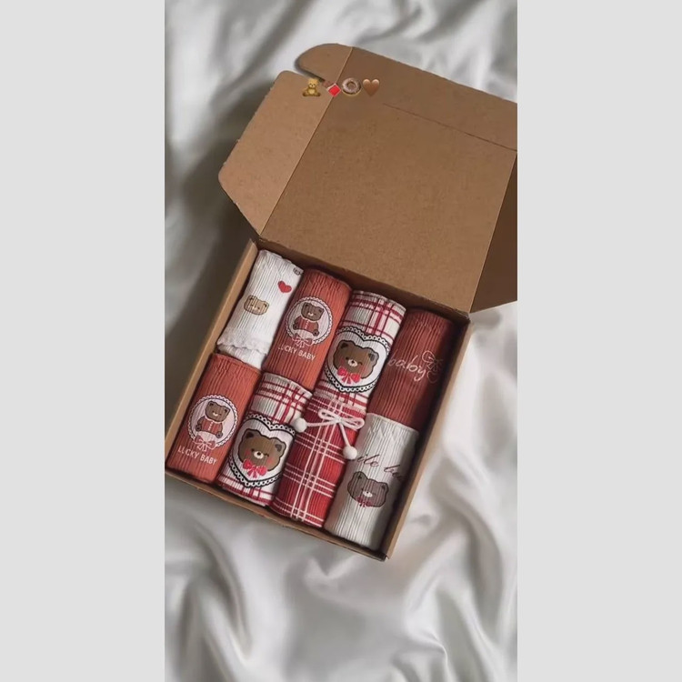 شورت زنانه عروسکی کبریتی نخی طرح تدی پک سه تایی سایز ایکس لارج