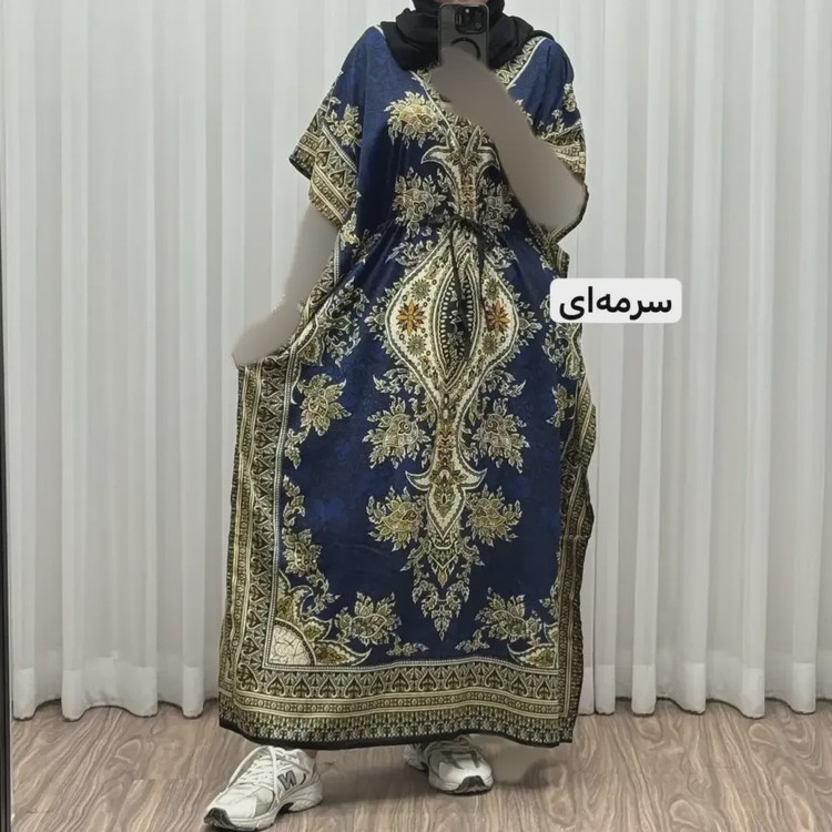 پیراهن پانچ زنانه سیلک هندی فری سایز مناسب تا 54 با قابلیت تنظیم سایز (گتدار)