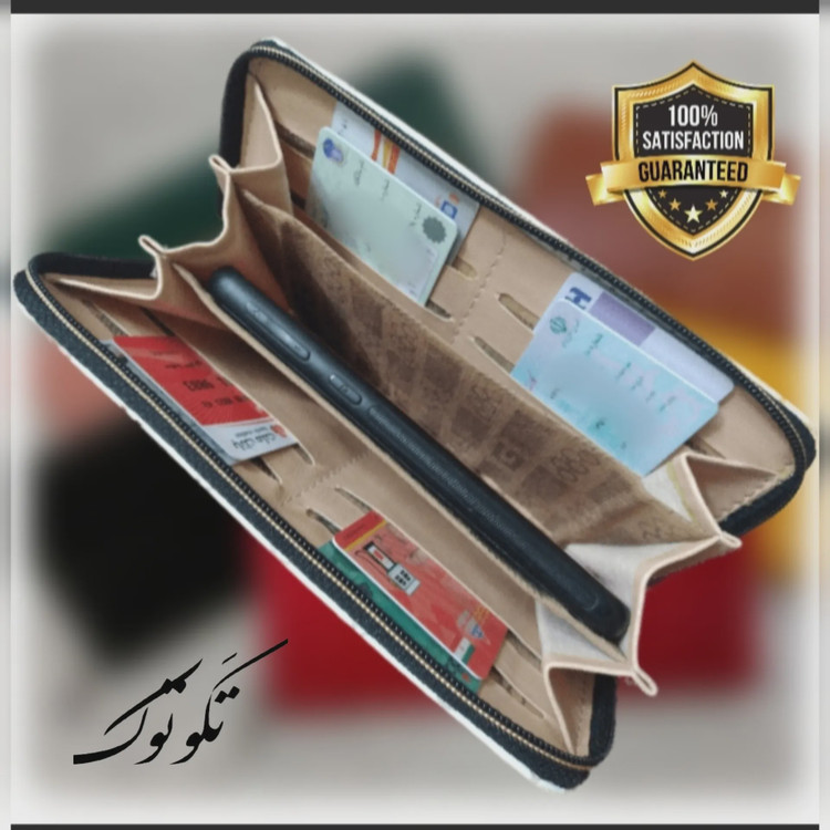 کیف پول و کیف موبایل چرم خارجی طرح سنگی مدل دستی مناسب آقایان و خانمها