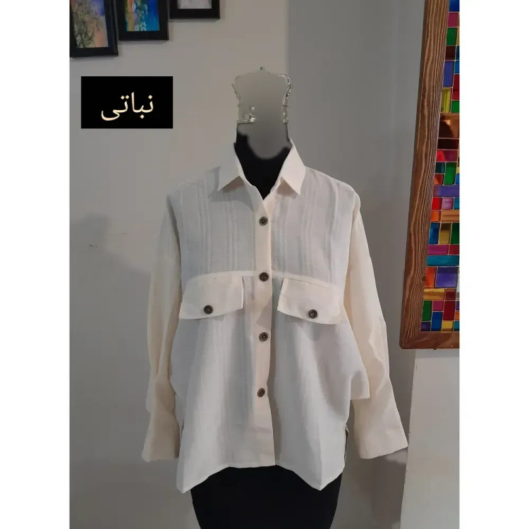 مانتو پانچ اسپرت دانشجویی دو جیب پارچه لینن سایز بزرگ (2)