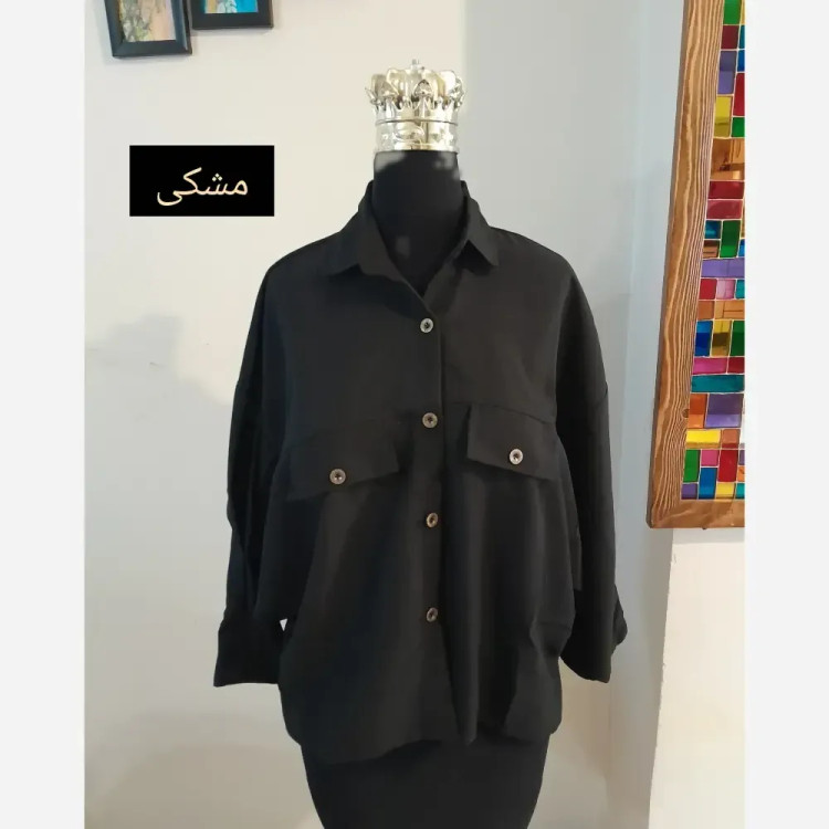 مانتو پانچ اسپرت دانشجویی دو جیب پارچه لینن سایز بزرگ (2)