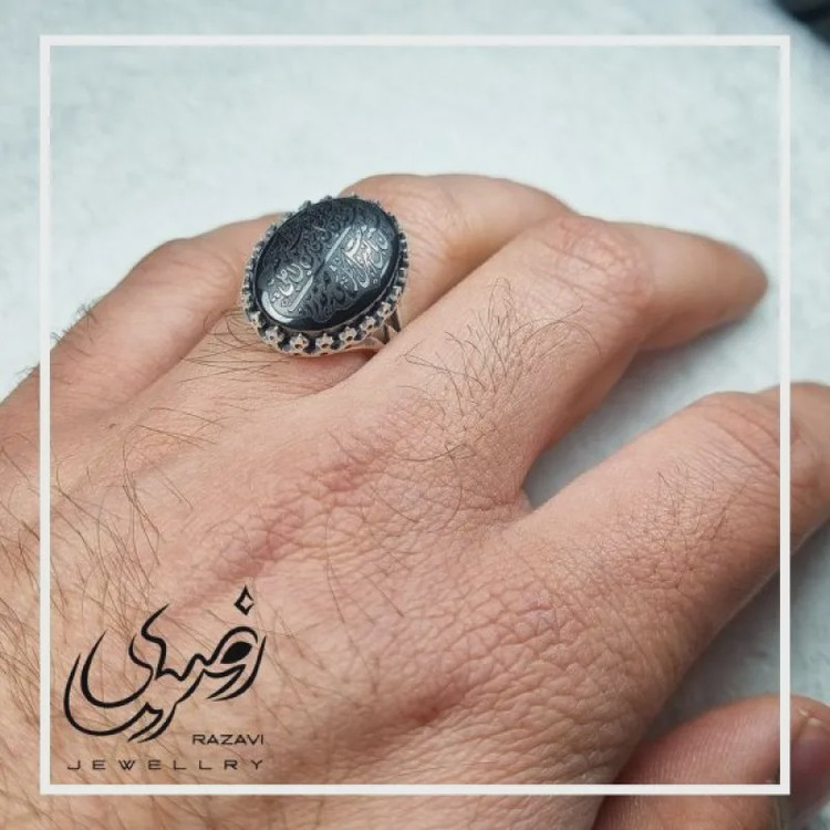 انگشتر حدید صینی مردانه طرح نیزه