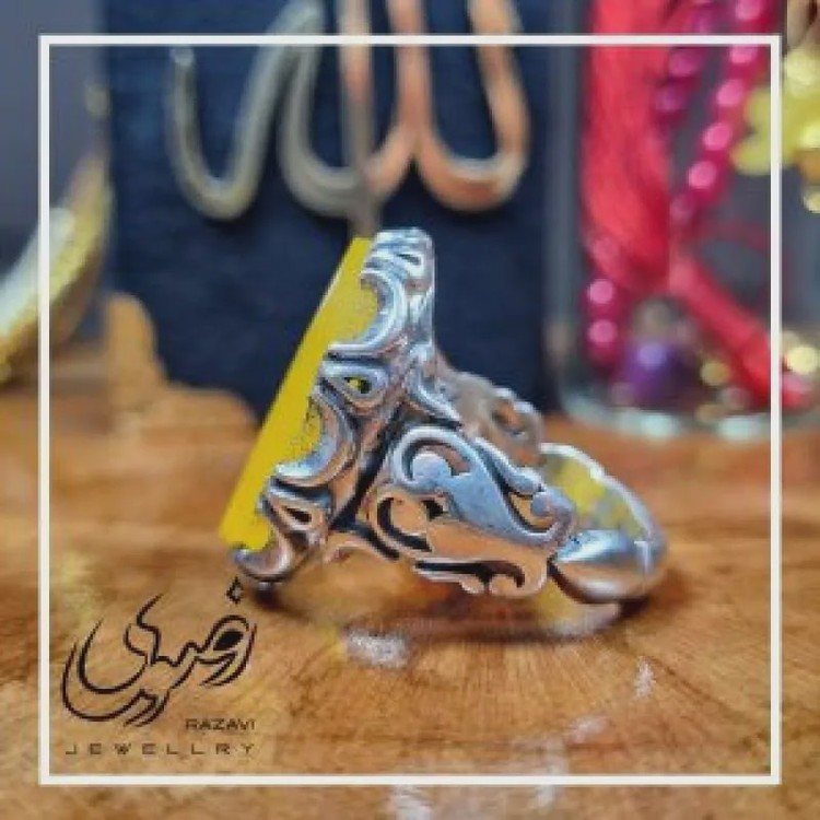 انگشتر نقره مردانه شرف الشمس با حکاکی یا علی
