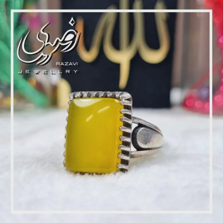 انگشتر نقره مردانه طرح حافظ با نگین شرف الشمس
