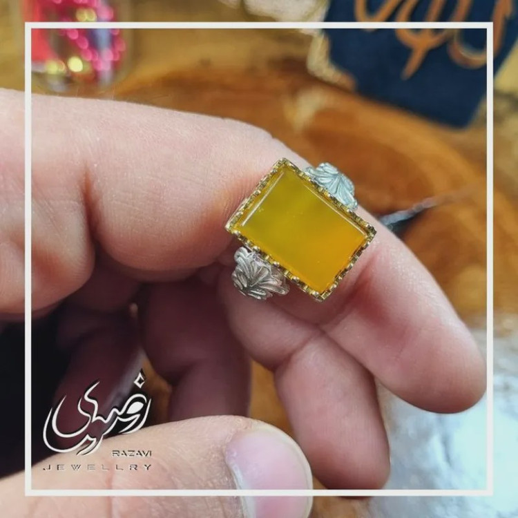 انگشتر نقره زنانه طرح فریما با نگین شرف الشمس