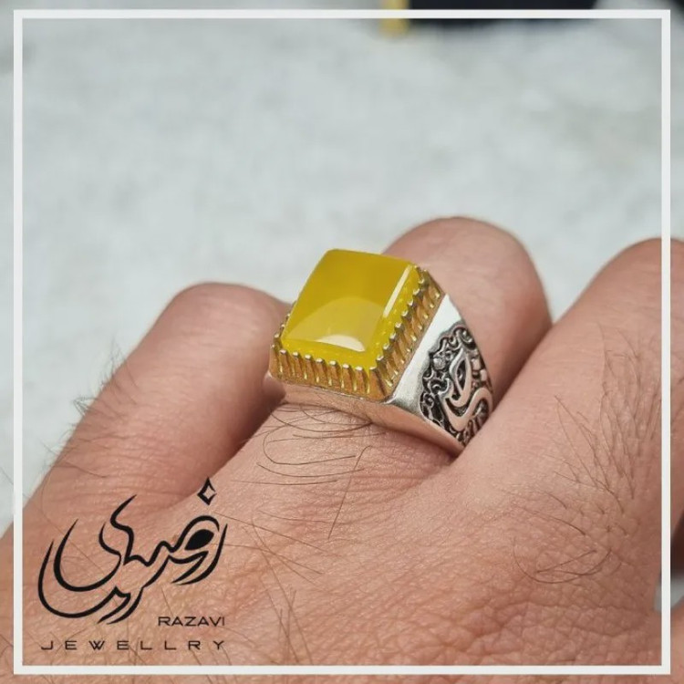 انگشتر نقره مردانه طرح شرف الشمس یا حسین
