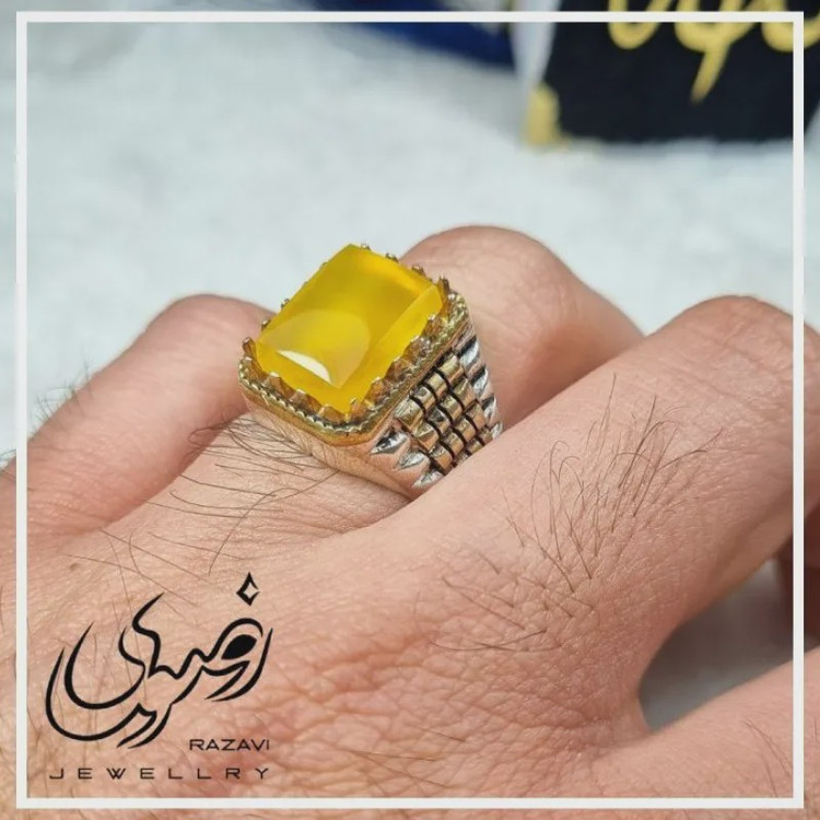 انگشتر نقره مردانه طرح کیارش با نگین شرف الشمس