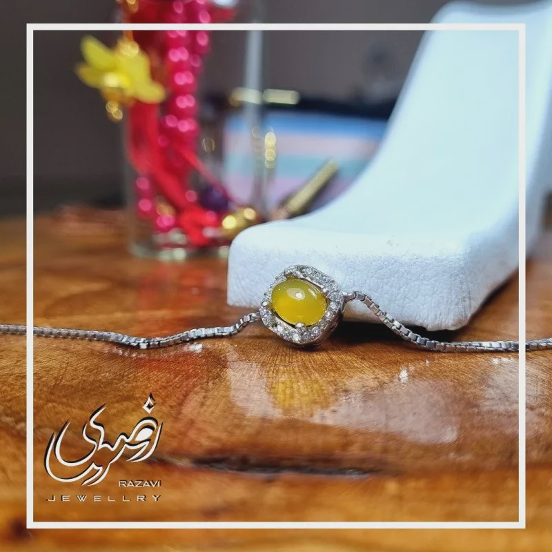 دستبند نقره زنانه طرح ریحان با نگین شرف الشمس