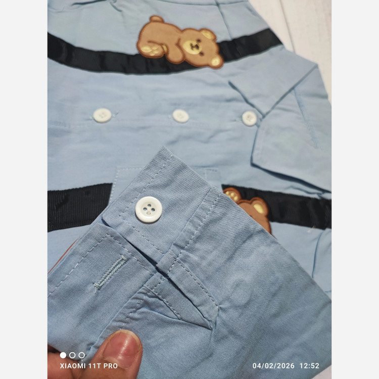 ست پیراهن و شلوار کبریتی بچگانه طرح خرس Happy Bear (2)