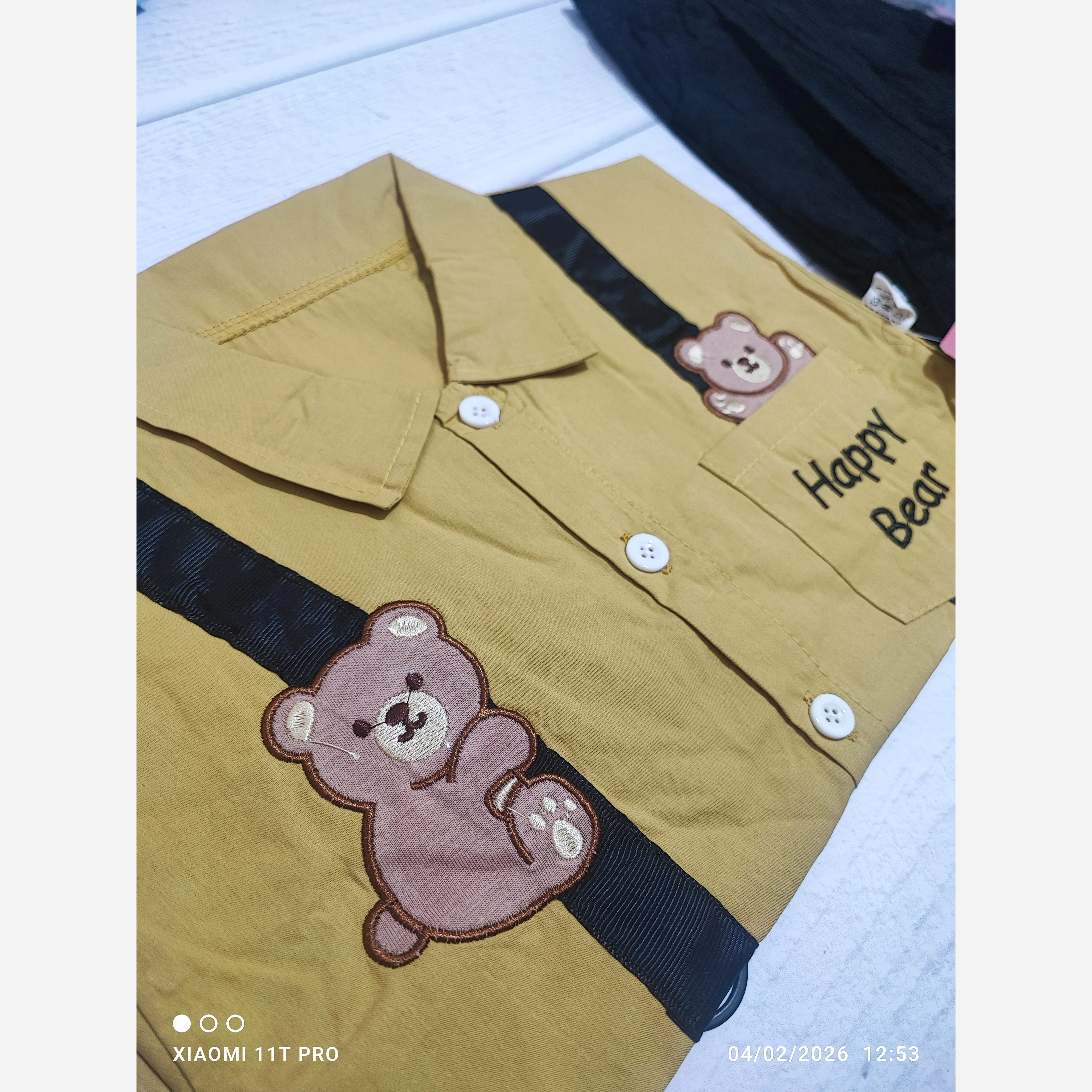 ست پیراهن و شلوار کبریتی بچگانه طرح خرس Happy Bear (2)
