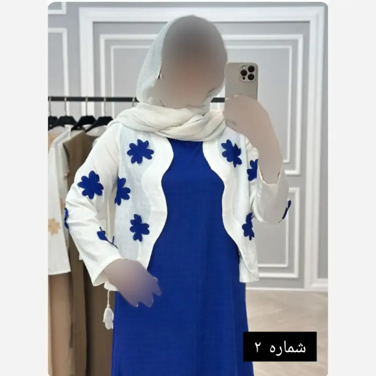 ست کت و سارافون زنانه طرح برگی برجسته پارچه کرپ تنفسی مناسب بهار و تابستان ضد چروک (2)
