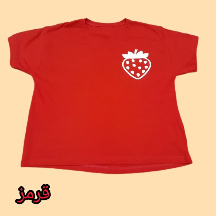 کراپ دخترانه طرح توت فرنگی صد در صد پنبه وارداتی (3)