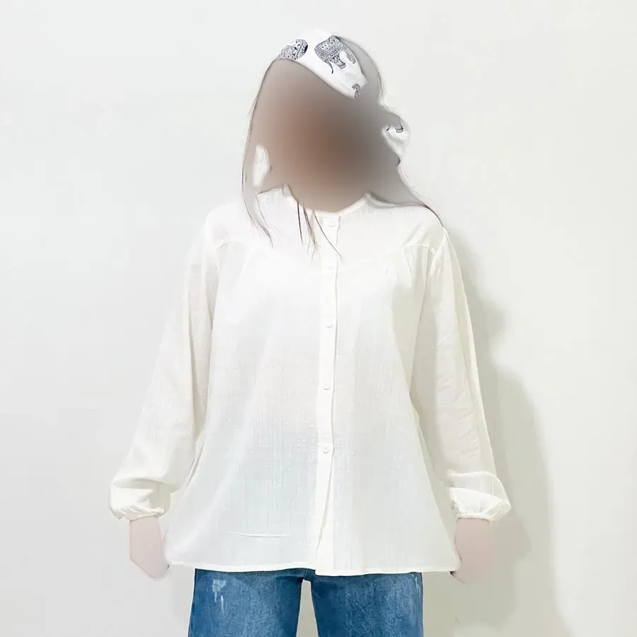 شومیز لینن مجلسی زنانه قد 69 سانت دورسینه 120 سانت آستین 58 سانت کد 1333 (2)
