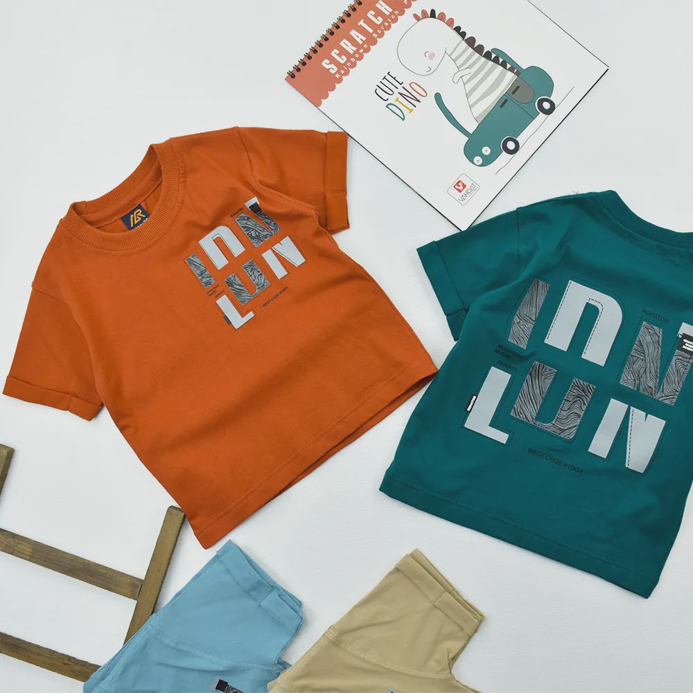 تیشرت پسرانه یقه گرد پنبهای طرحدار پشت چاپ کد 11615