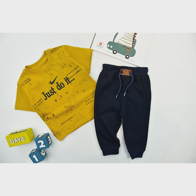 ست تیشرت و شلوارک پسرانه طرح JUST DO IT جنس پنبه ای