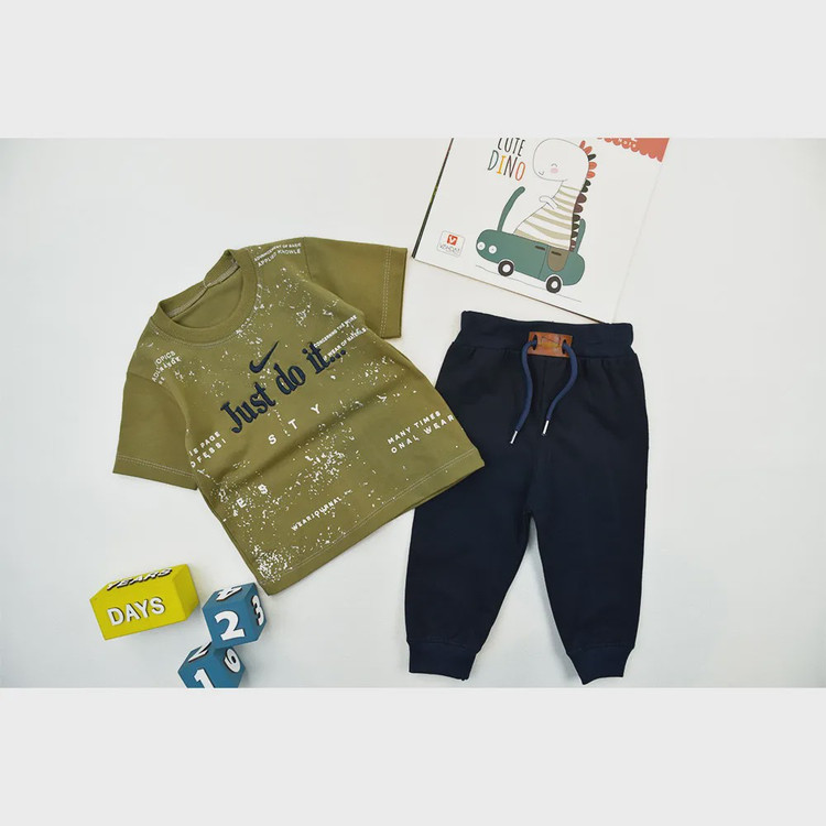 ست تیشرت و شلوارک پسرانه طرح JUST DO IT جنس پنبه ای