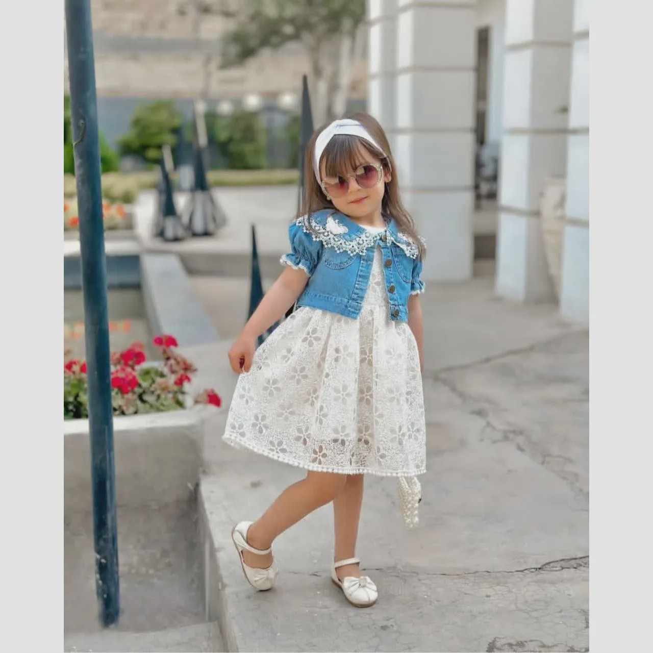 ست کت و سارافون مجلسی دخترانه مدل جین مناسب 1 تا 7 سال